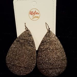 Gunmetal Gray Metallic Tear Drop Earrings